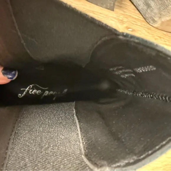 Free People Blue Black Leather Ankle Boots Western Boho Heel Booties EU 38 - Picture 8 of 13